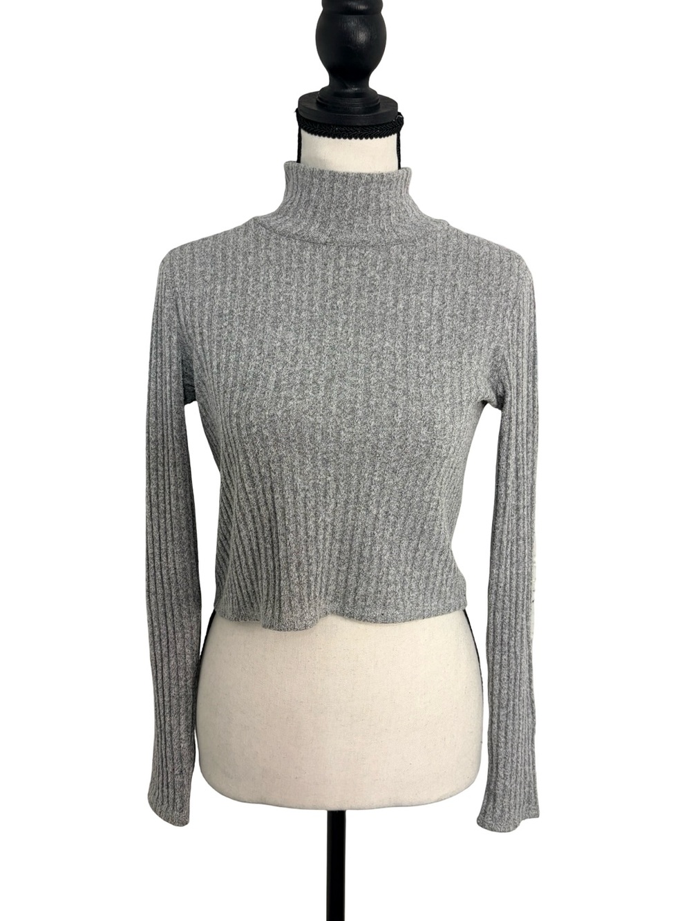Wilfred Free Aritzia Grey Ribbed Mock Neck Long Sleeve Top XS